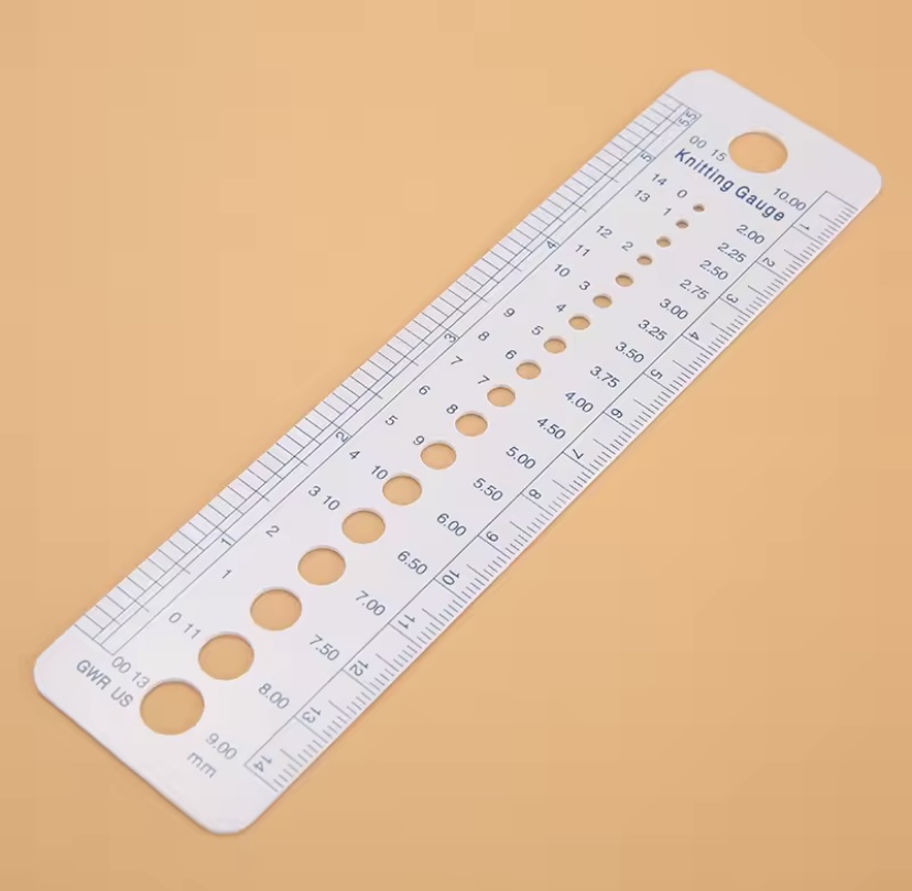 Medidor para agujas de tricot, agujas circular, ganchillo universal