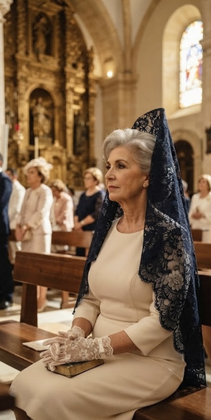 Guante de tela y blonda