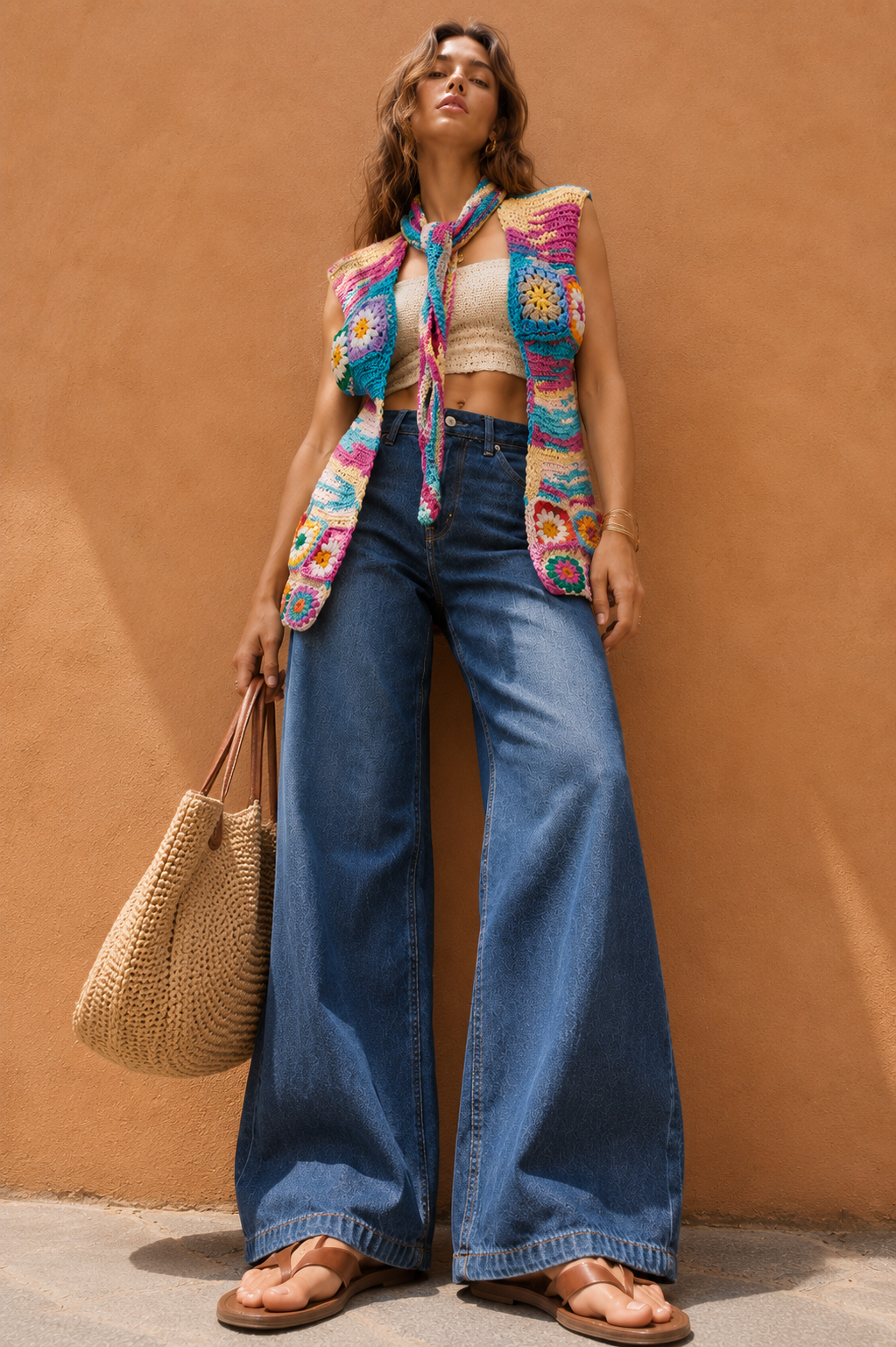 Chaleco Boho de Crochet Multicolor