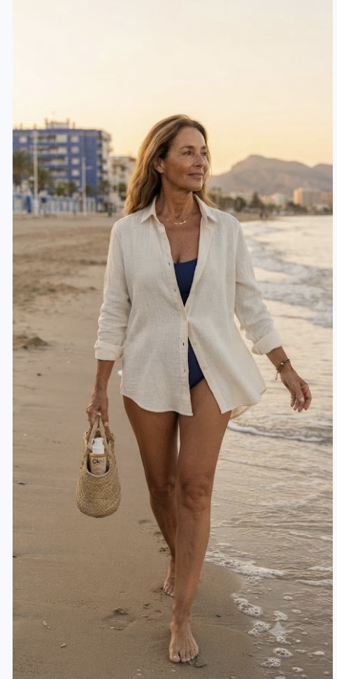 Camisa blanca de lino en la playa — Aires del Mediterráneo